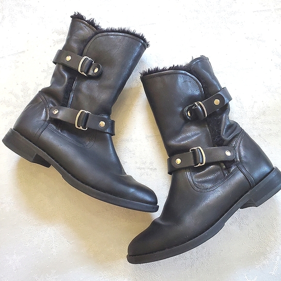 Fabianelli Shoes - Fabianelli Black Leather Zip Boots Decor Buckle Made in Italy Women's Size 8
